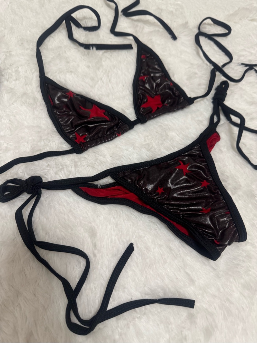 New small black star y2k dancer bikini punk outfit festival rave goth emo red